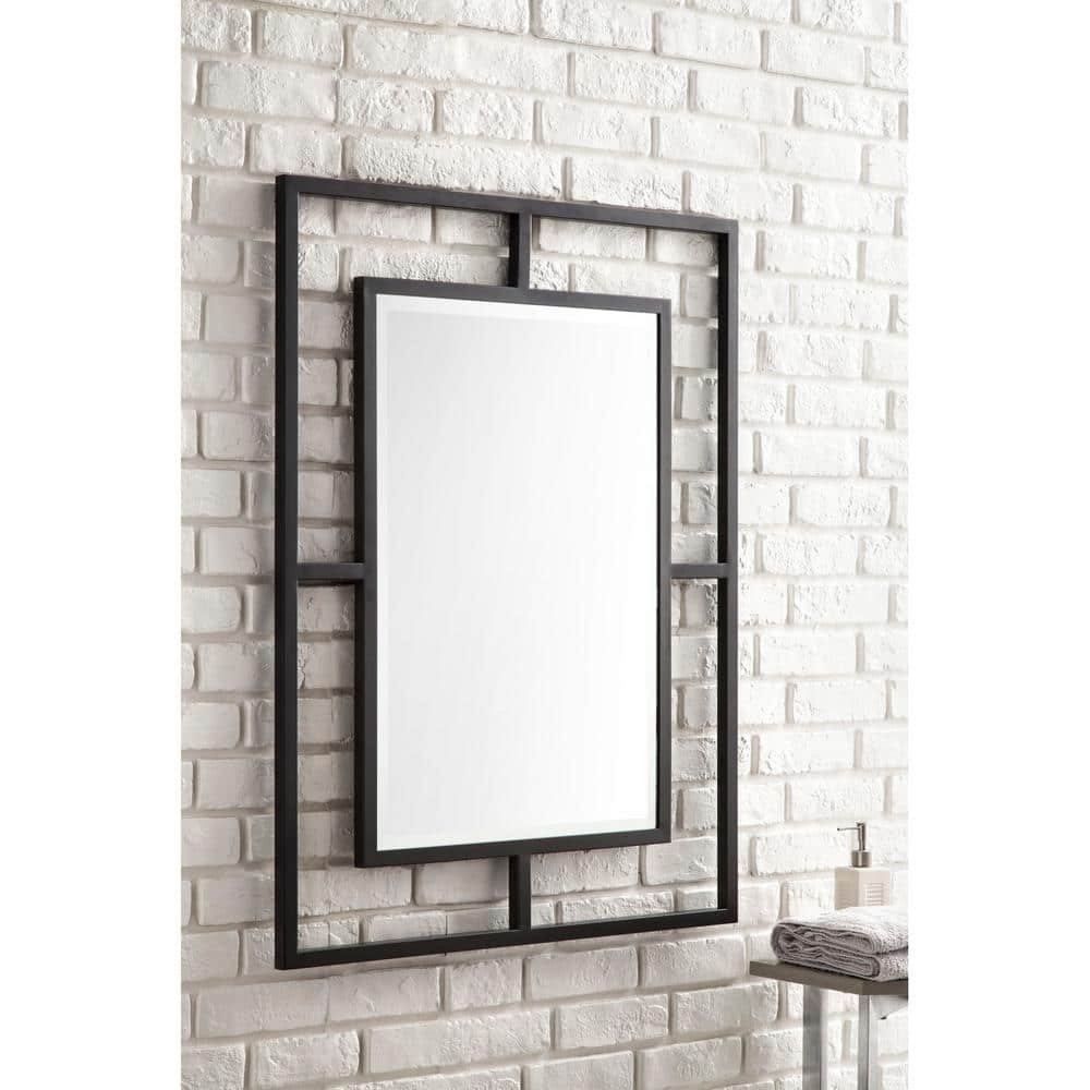 James Martin Vanities Boston Matte Black Rectangular Wall Mirror - 30x40 Inches - Image 3