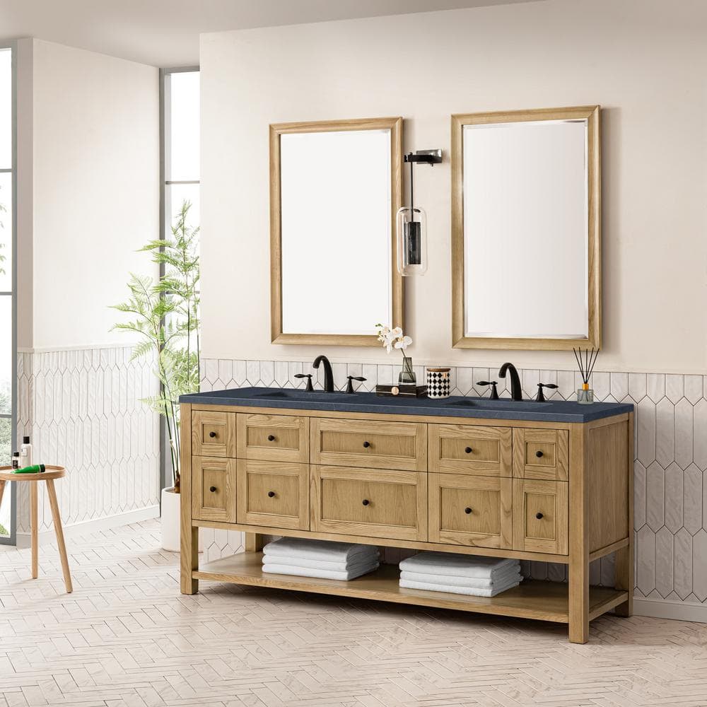 James Martin Vanities Breckenridge 72" Bathroom Vanity in Light Natural Oak with Charcoal Soapstone Top - Image 3