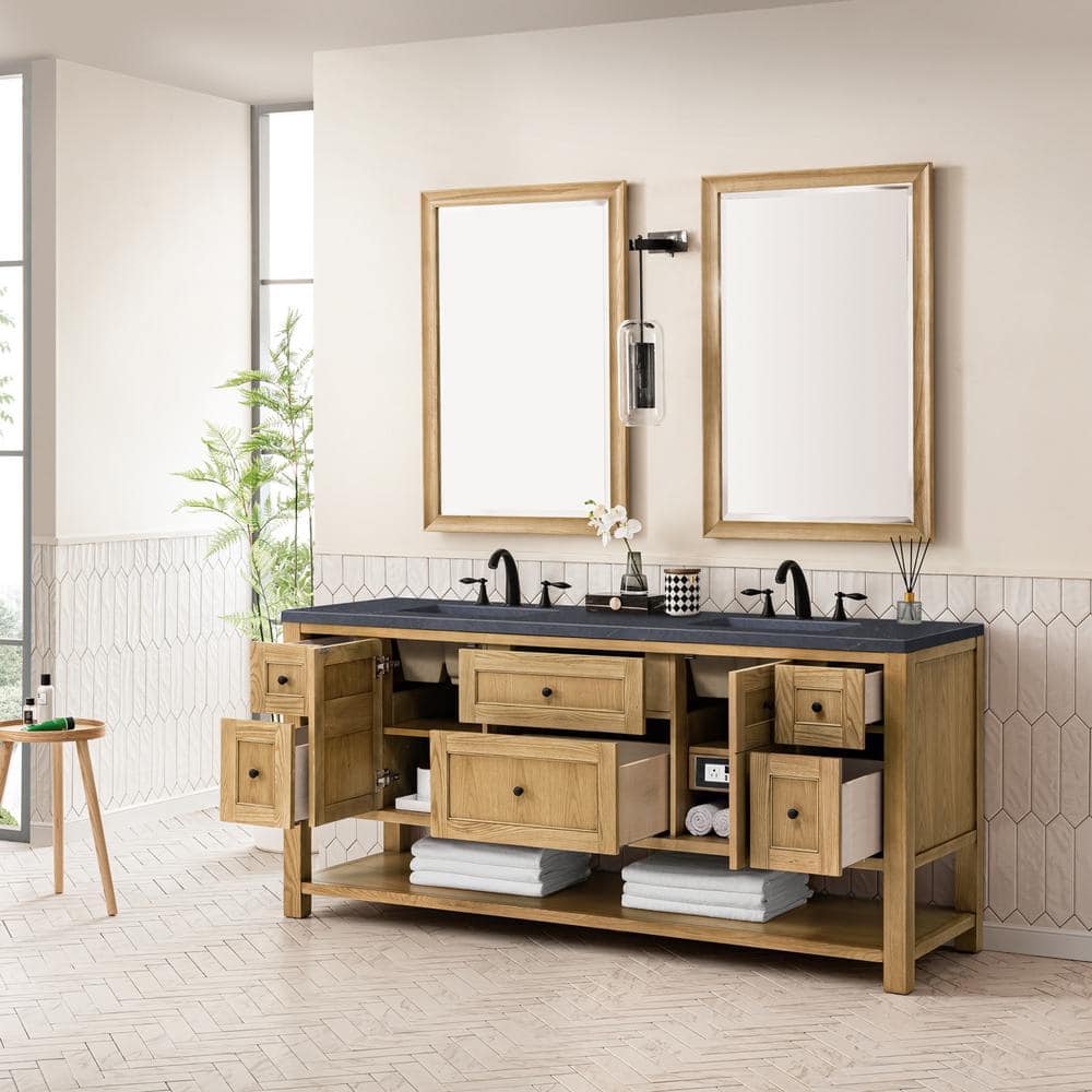 James Martin Vanities Breckenridge 72" Bathroom Vanity in Light Natural Oak with Charcoal Soapstone Top - Image 4