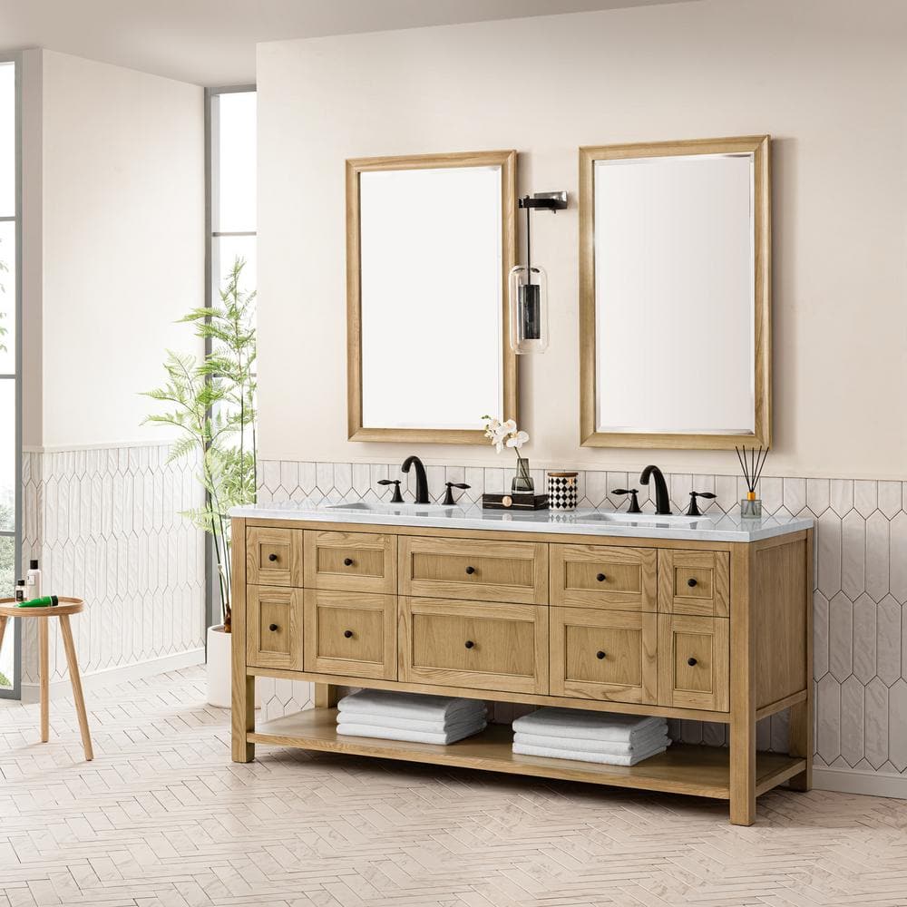 James Martin Vanities Breckenridge 72" Bathroom Vanity in Light Natural Oak with Solid Surface Top - Image 4