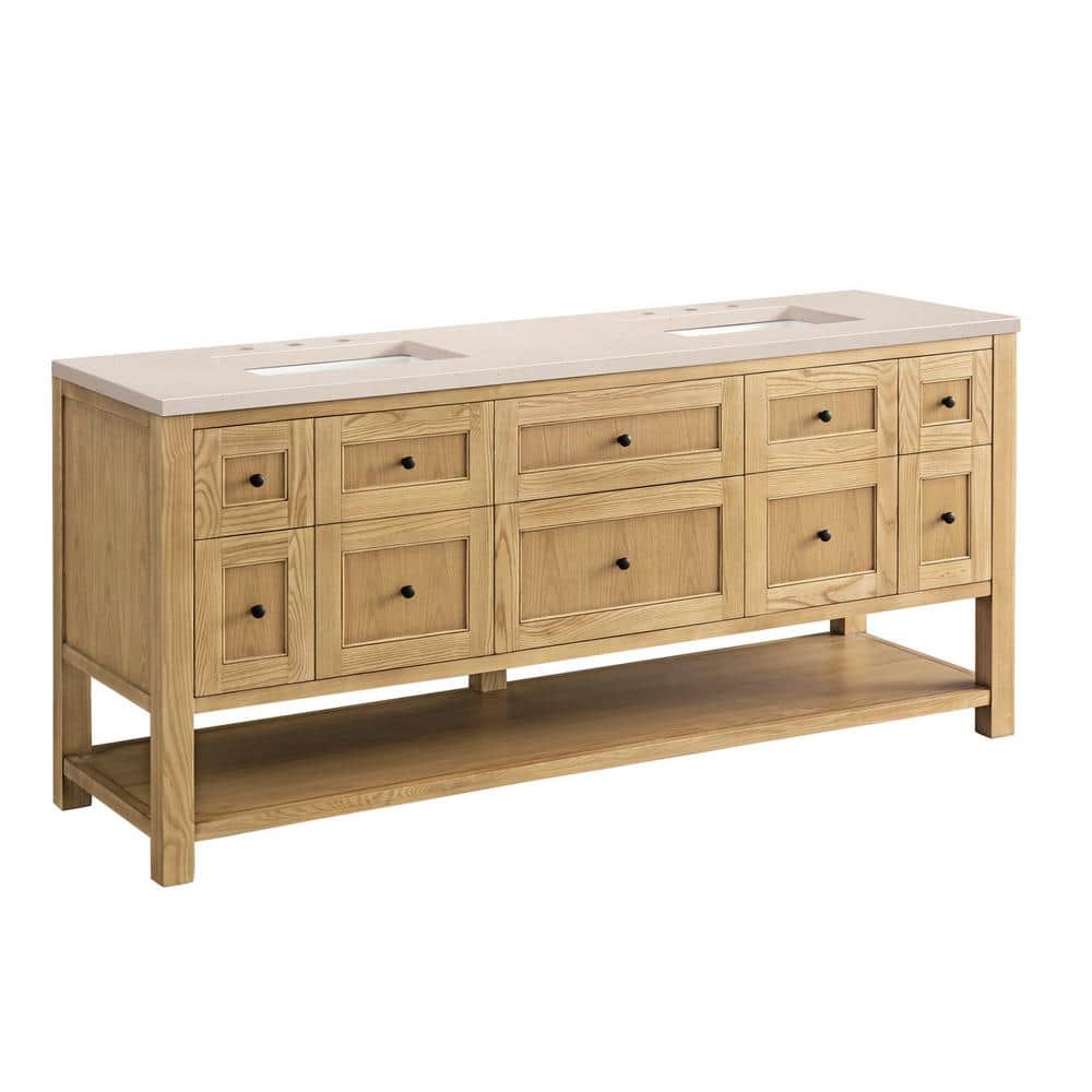 James Martin Vanities Breckenridge 72" Bathroom Vanity in Light Oak with Quartz Top - Image 2