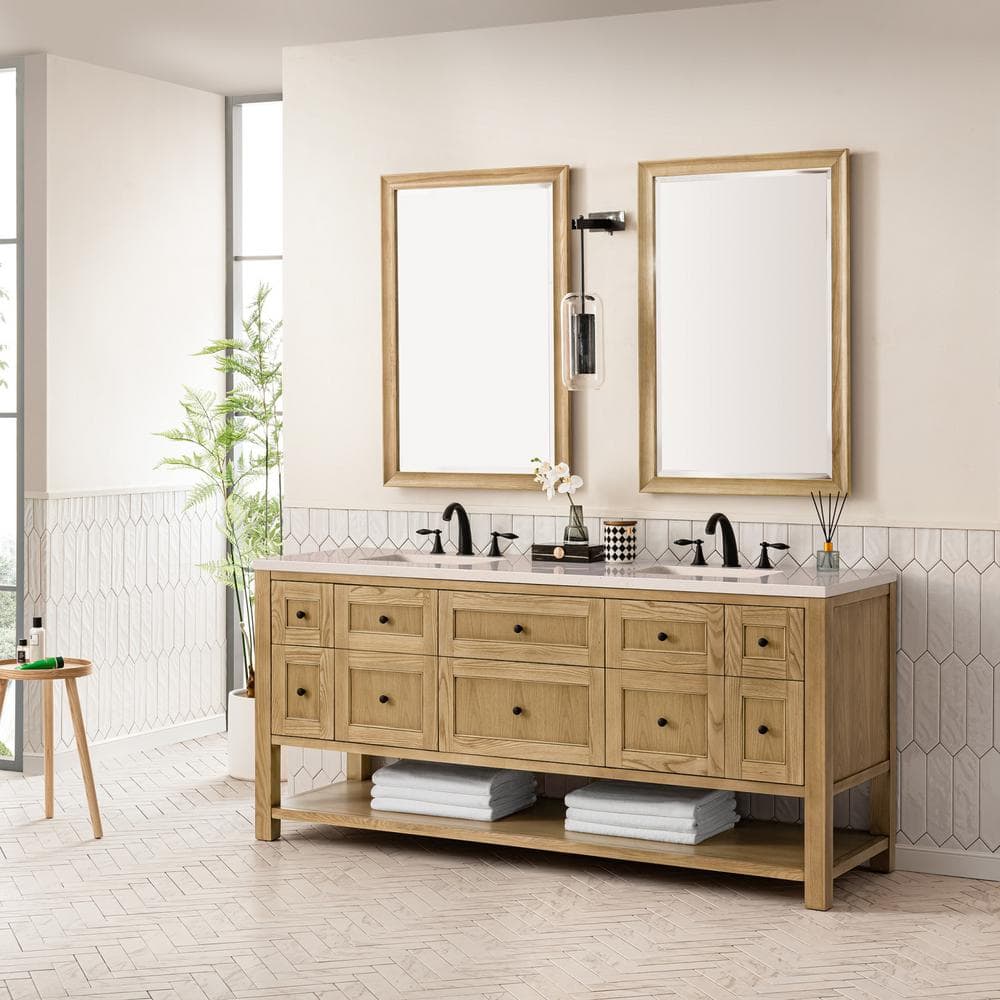 James Martin Vanities Breckenridge 72" Bathroom Vanity in Light Oak with Quartz Top - Image 6