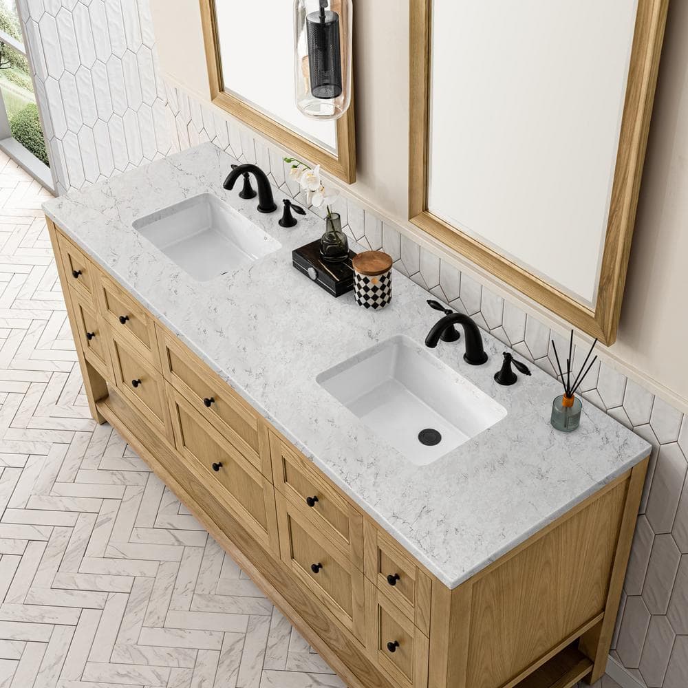 James Martin Vanities Breckenridge 72" Bathroom Vanity in Light Oak with Quartz Top - Image 6