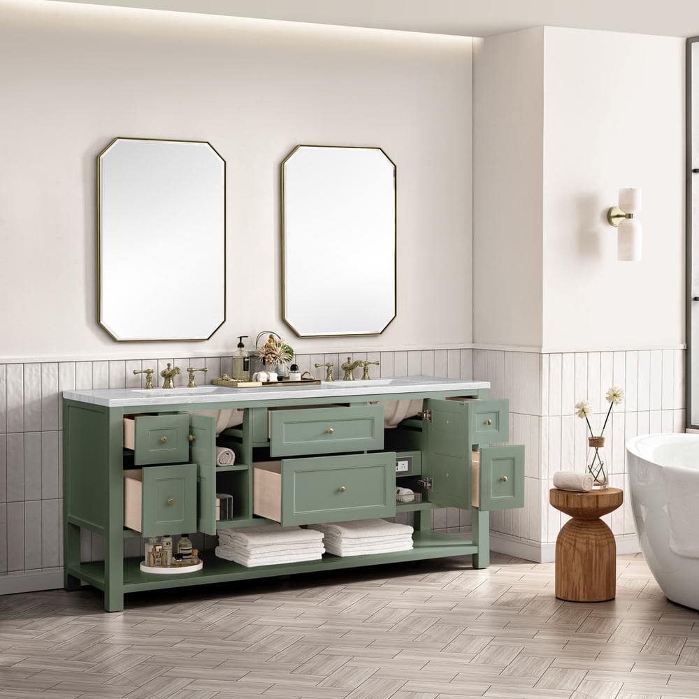 James Martin Vanities Breckenridge 72" Bathroom Vanity in Smokey Celadon with Arctic Fall Top - Image 5