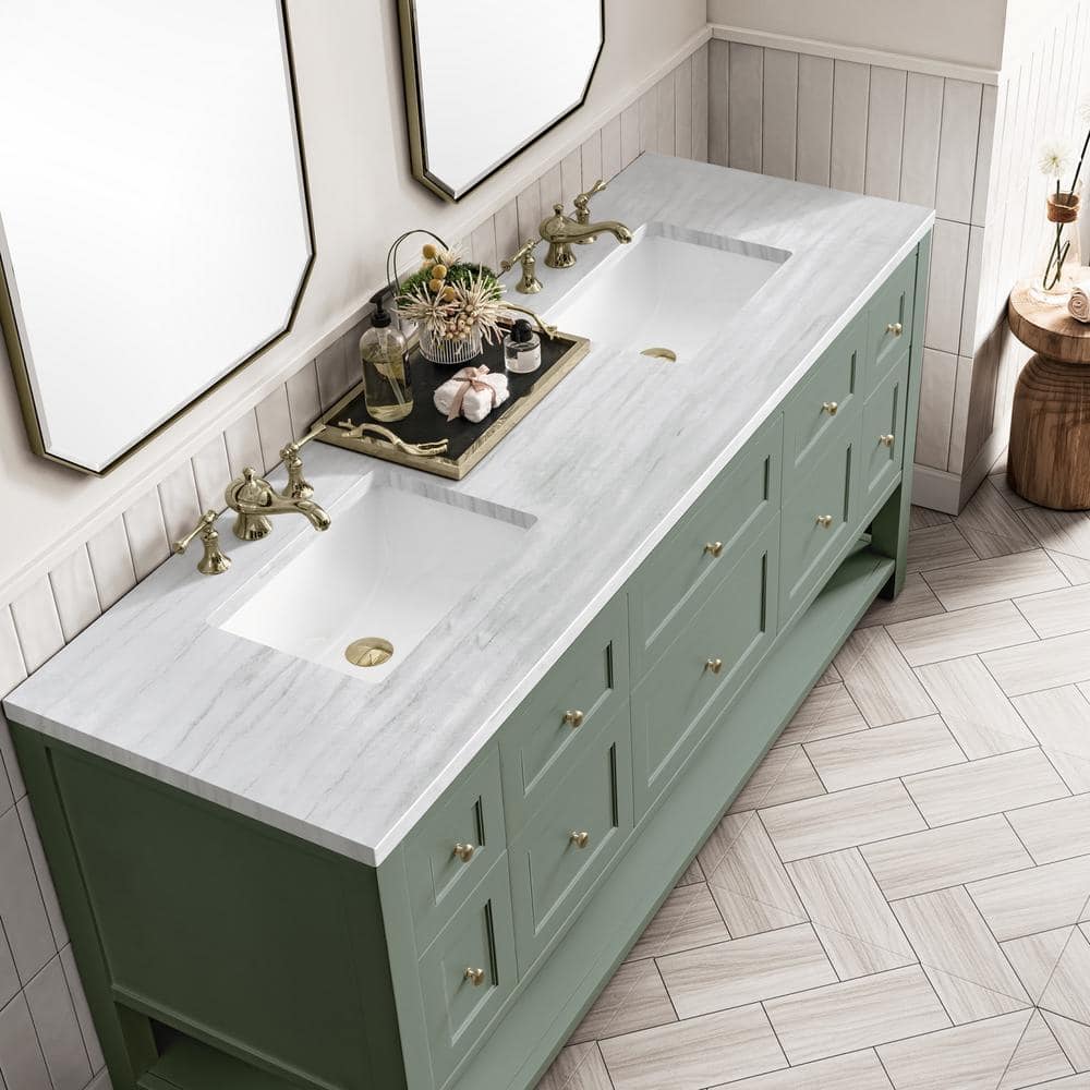 James Martin Vanities Breckenridge 72" Bathroom Vanity in Smokey Celadon with Arctic Fall Top - Image 6