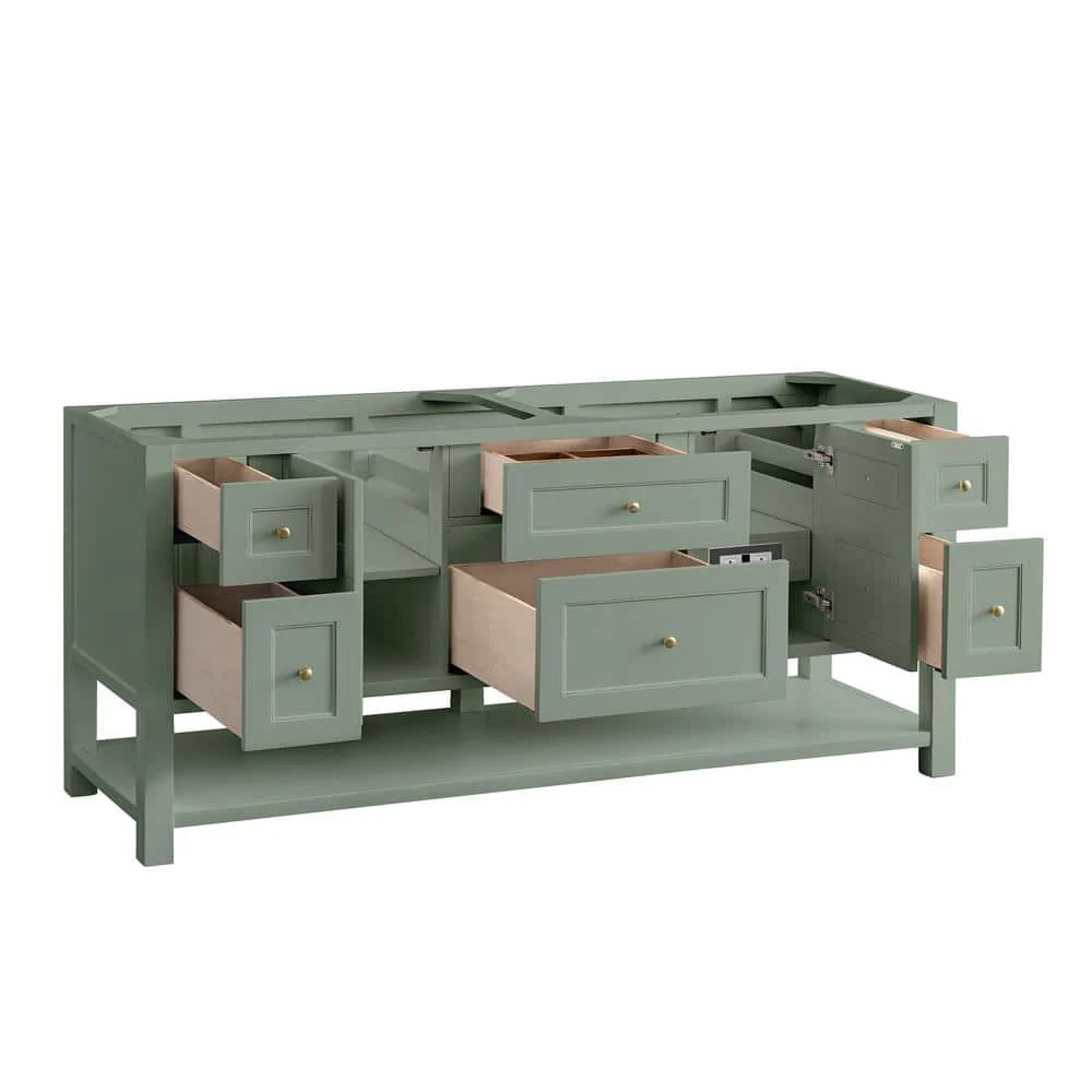 James Martin Vanities Breckenridge 72" Bathroom Vanity in Smokey Celadon with Arctic Fall Top - Image 7