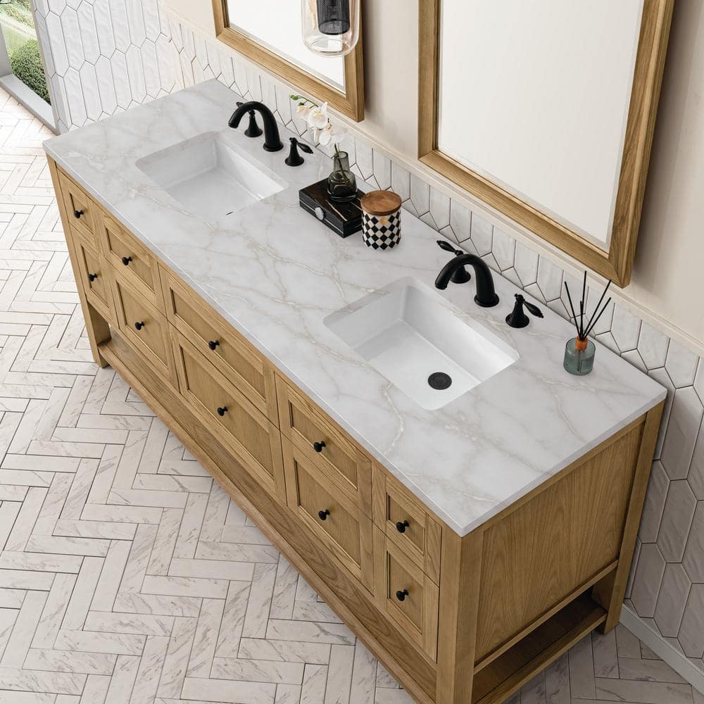 James Martin Vanities Breckenridge 72" Double Bath Vanity in Light Natural Oak with Victorian Silver Quartz Top - Image 5