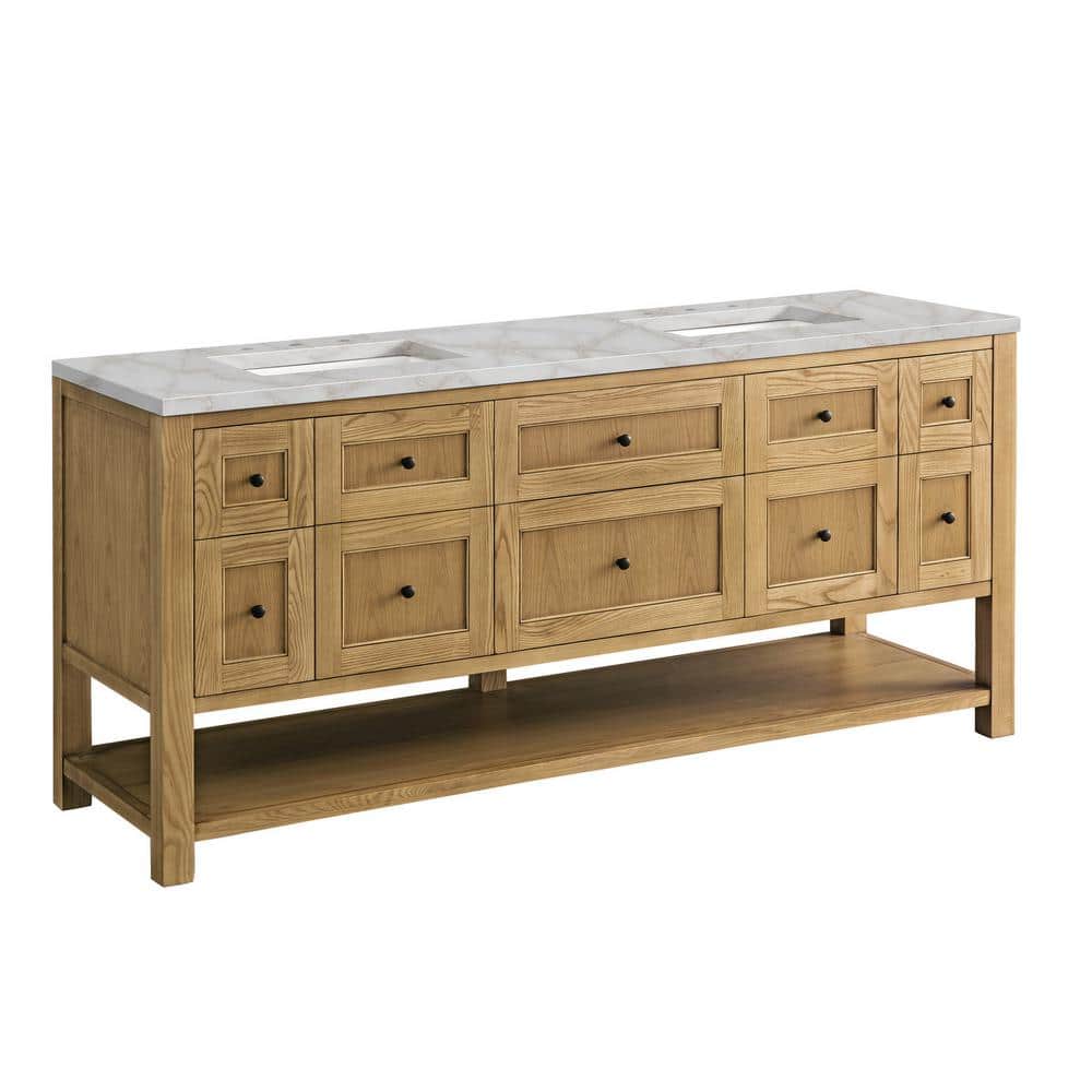 James Martin Vanities Breckenridge 72" Double Bath Vanity in Light Natural Oak with Victorian Silver Quartz Top - Image 6