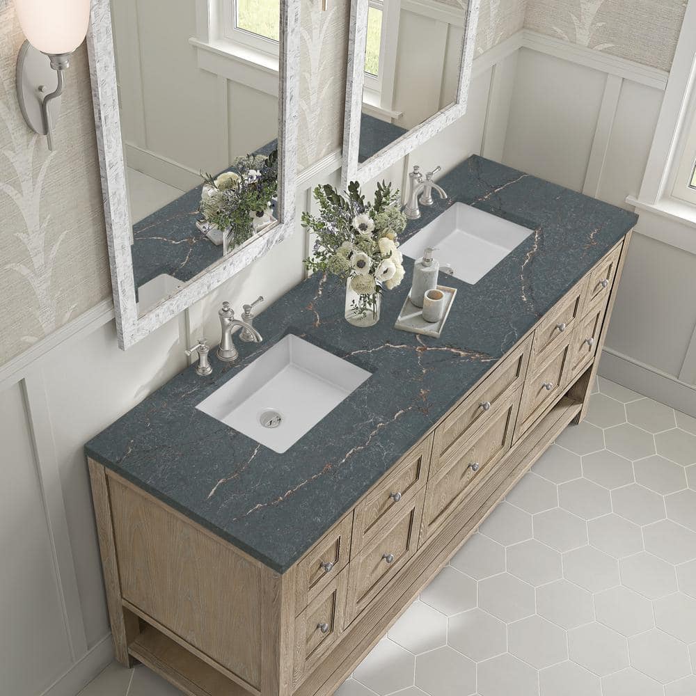 James Martin Vanities Breckenridge 72" Double Bath Vanity in Whitewashed Oak with Parisien Bleu Quartz Top - Image 5