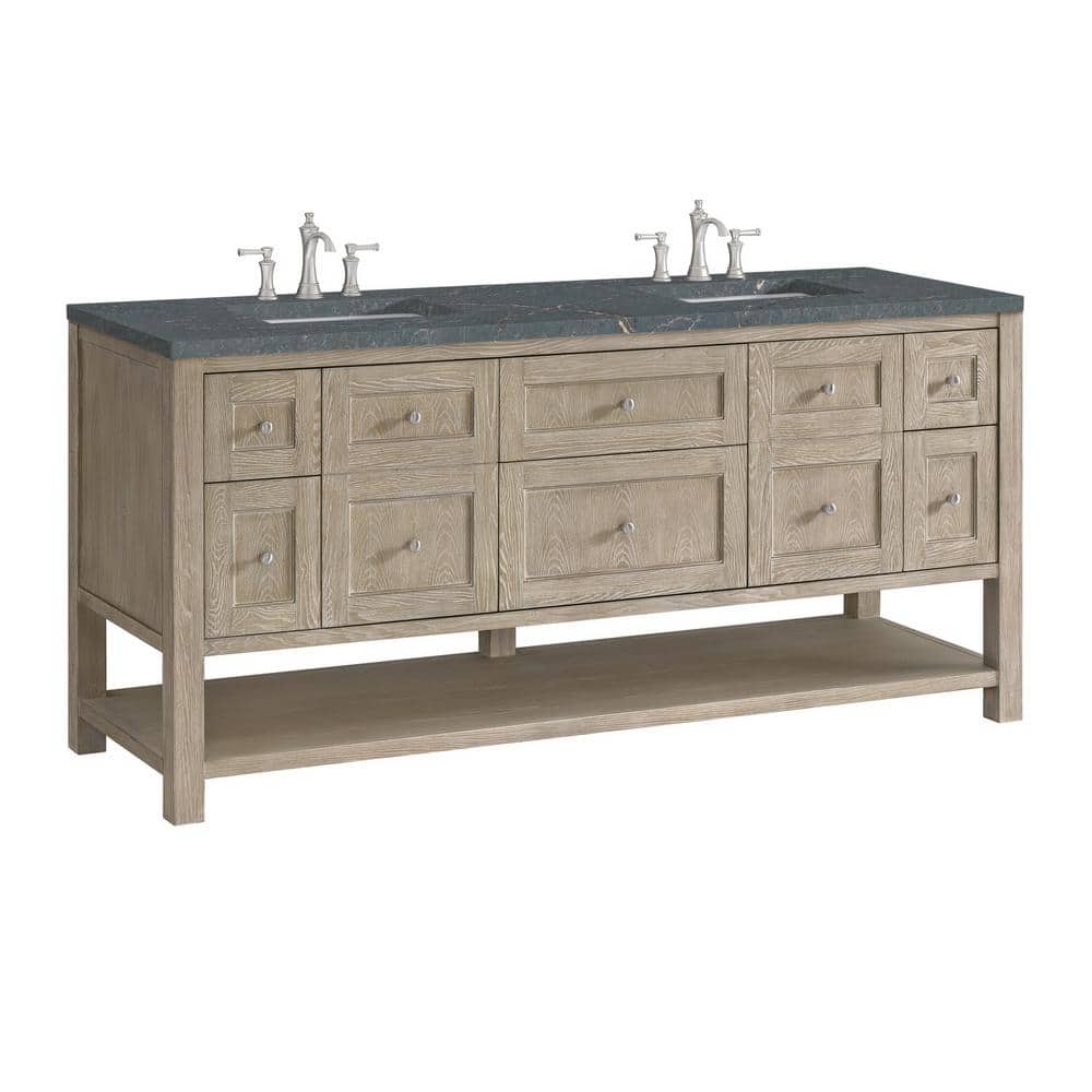James Martin Vanities Breckenridge 72" Double Bath Vanity in Whitewashed Oak with Parisien Bleu Quartz Top - Image 6