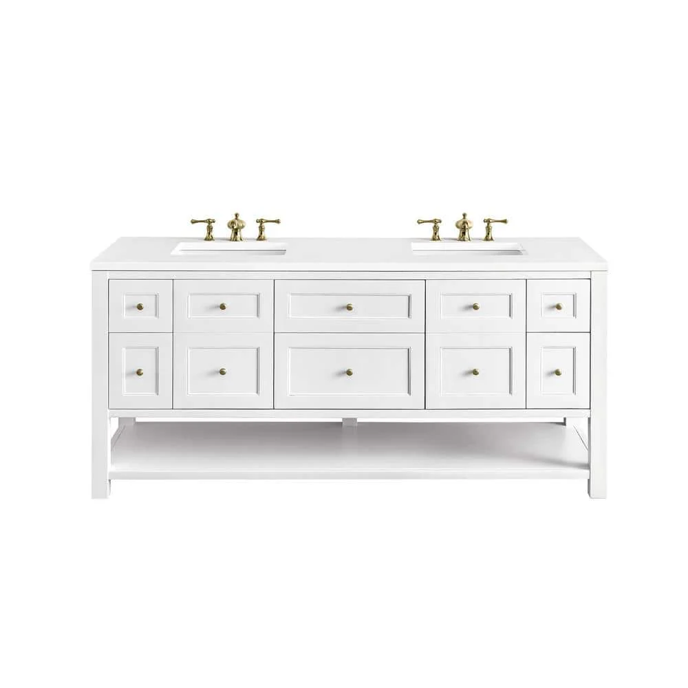 James Martin Vanities Breckenridge 72" Double Bathroom Vanity with White Zeus Quartz Top