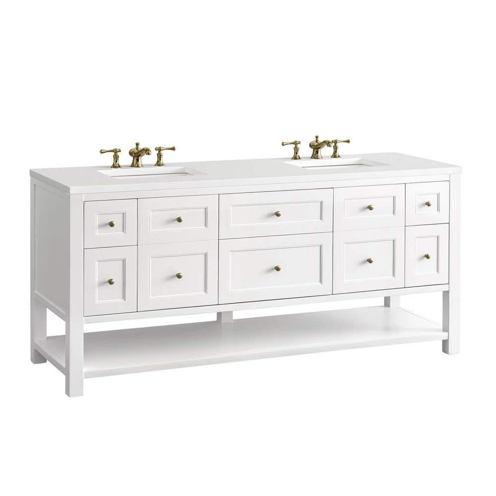 James Martin Vanities Breckenridge 72" Double Bathroom Vanity with White Zeus Quartz Top - Image 2