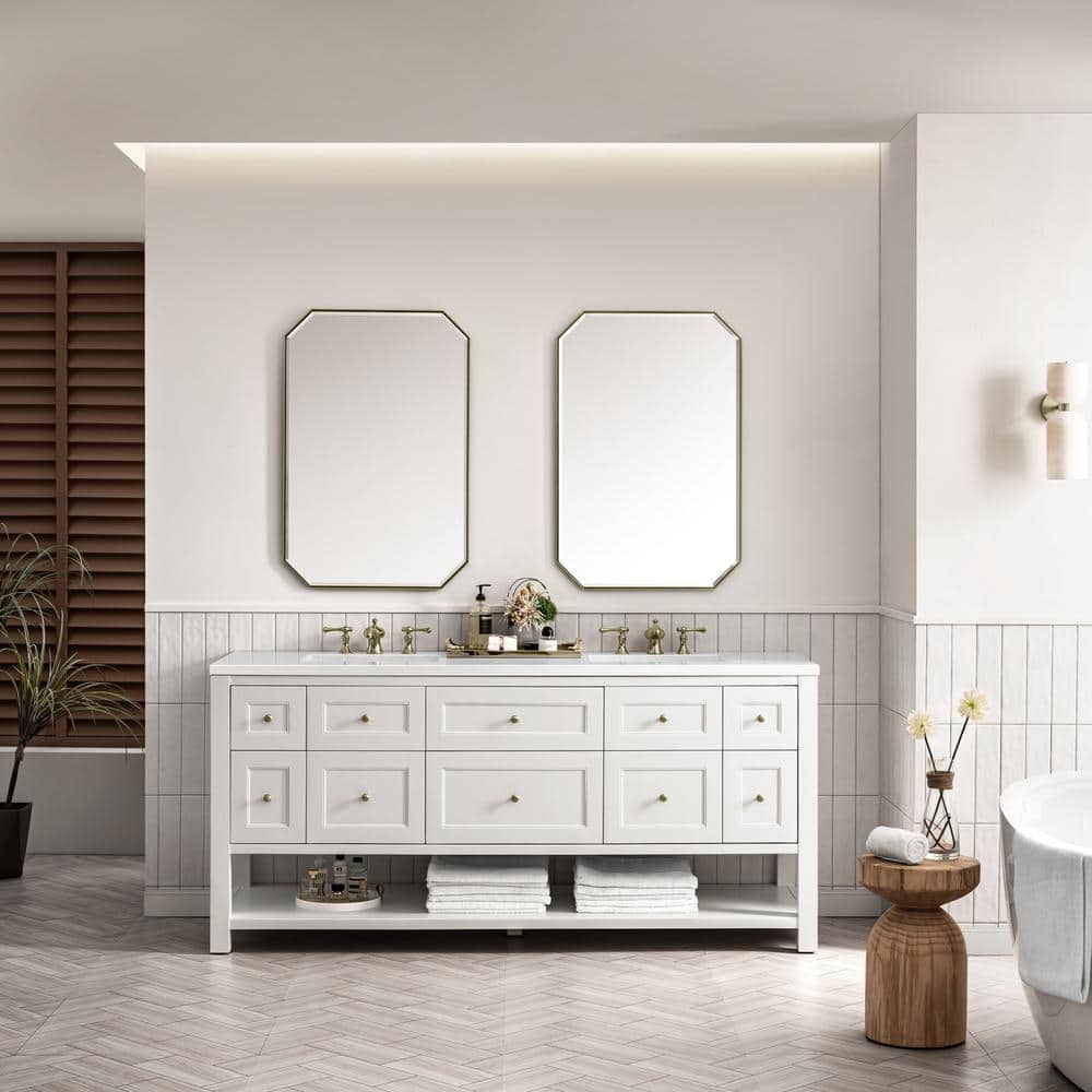 James Martin Vanities Breckenridge 72" Double Bathroom Vanity with White Zeus Quartz Top - Image 3