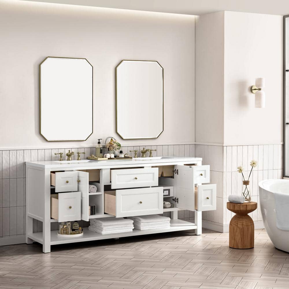 James Martin Vanities Breckenridge 72" Double Bathroom Vanity with White Zeus Quartz Top - Image 5