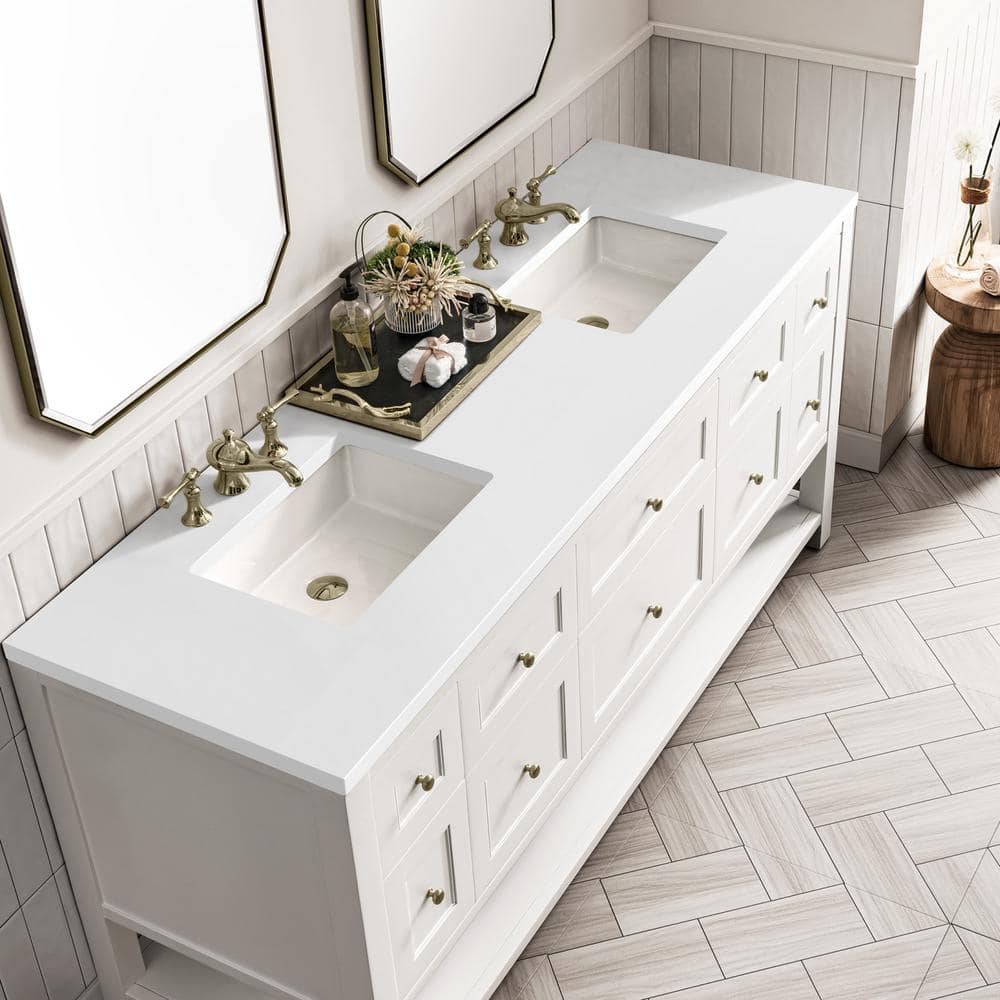 James Martin Vanities Breckenridge 72" Double Bathroom Vanity with White Zeus Quartz Top - Image 6
