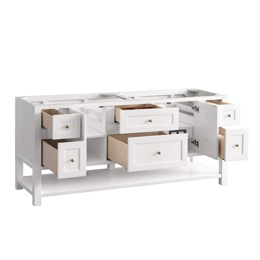 James Martin Vanities Breckenridge 72 in. Bright White Bathroom Vanity with Arctic Fall Top - Image 3
