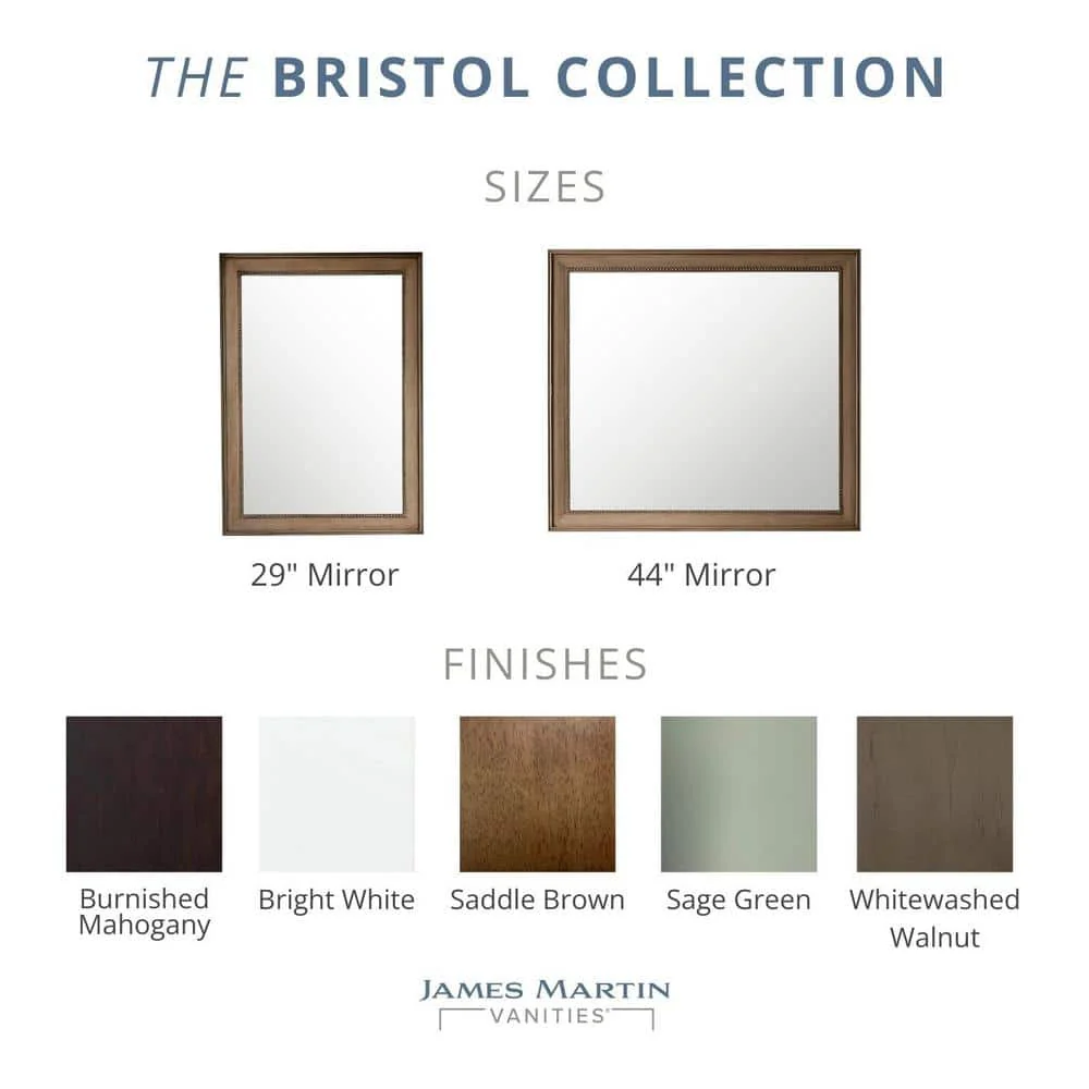 James Martin Vanities Bristol 29" x 40" Whitewashed Walnut Vanity Mirror - Image 8