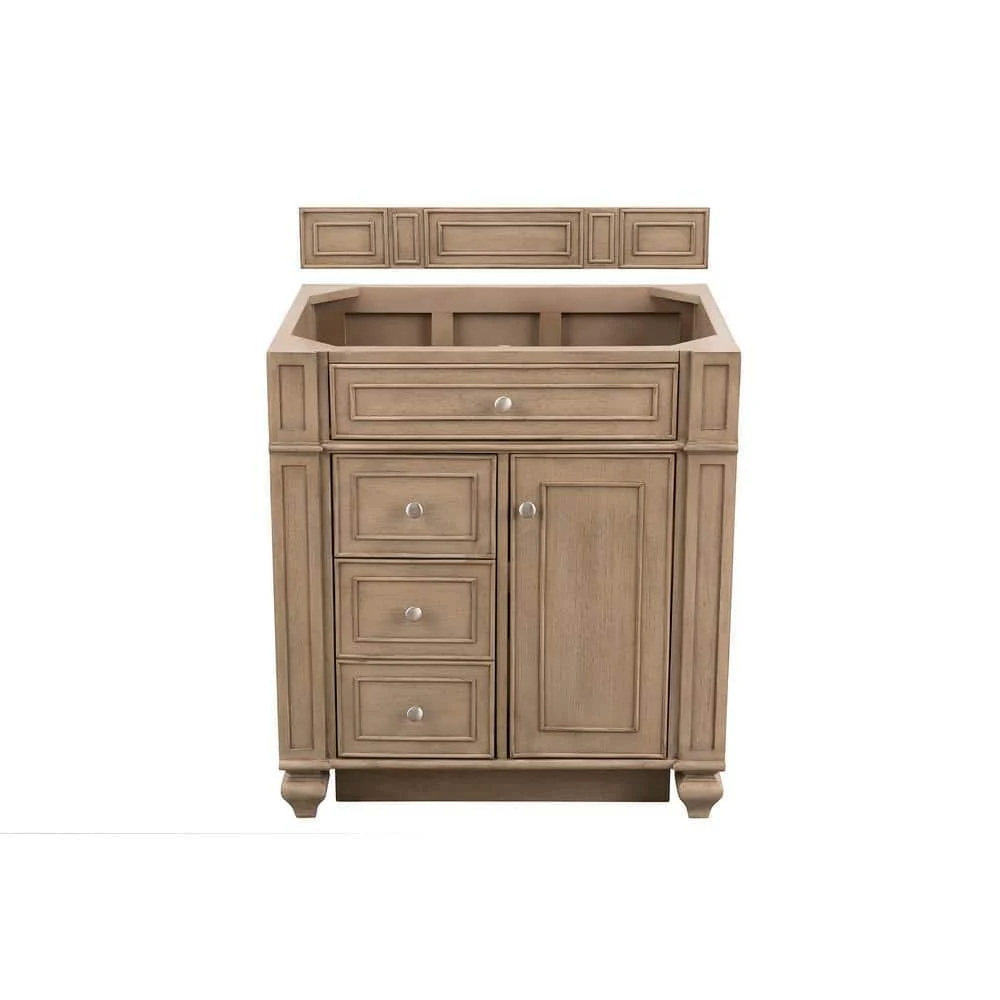 James Martin Vanities Bristol 30" Single Vanity in Whitewashed Walnut with Carrara Marble Top - Image 5