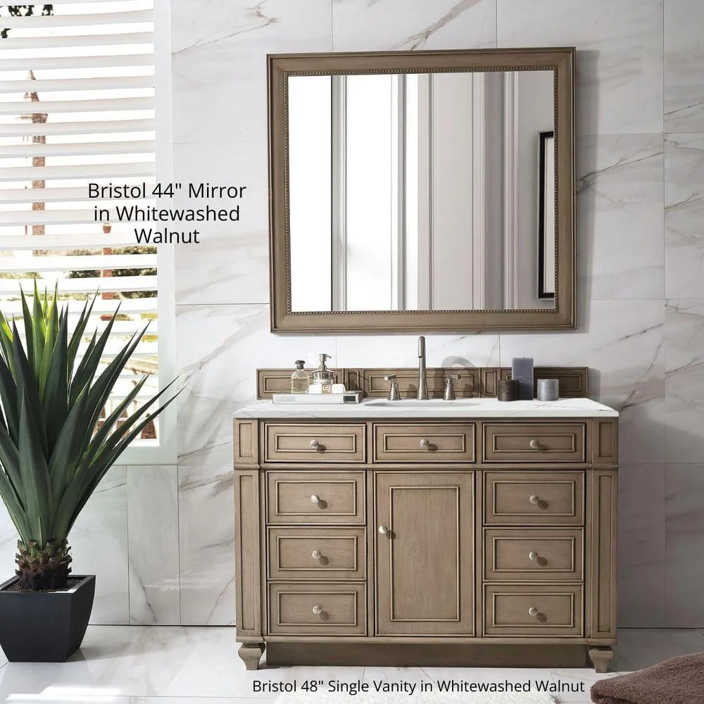 James Martin Vanities Bristol 44" x 40" Whitewashed Walnut Vanity Mirror - Image 7