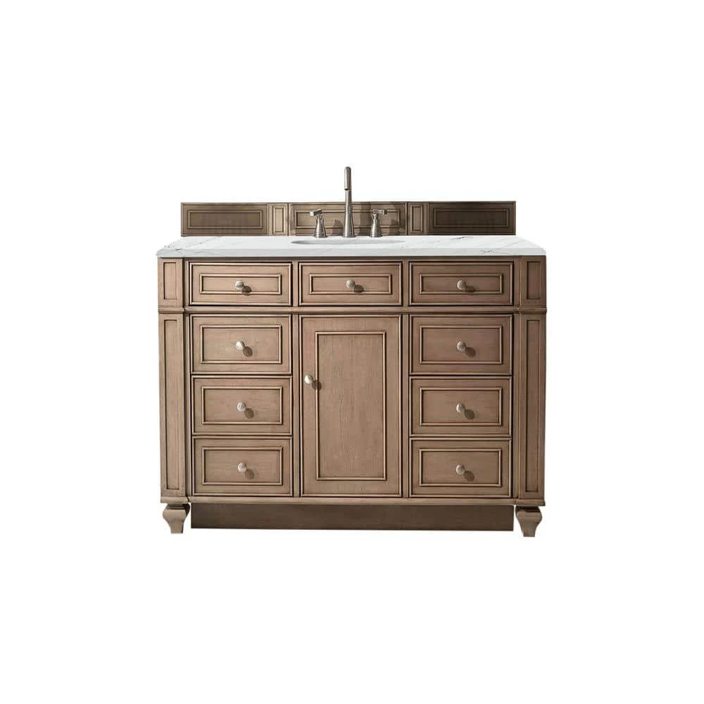 James Martin Vanities Bristol 48" Bathroom Vanity in Whitewashed Walnut with Quartz Top