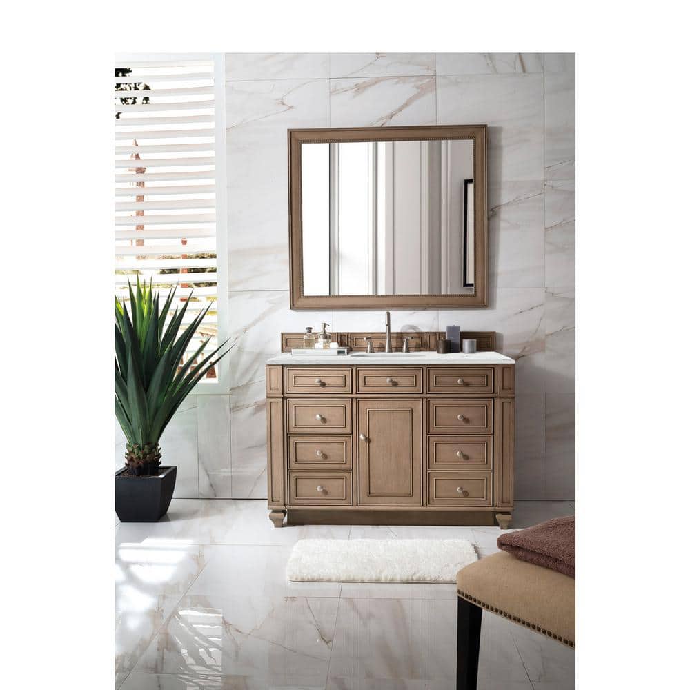 James Martin Vanities Bristol 48" Bathroom Vanity in Whitewashed Walnut with Quartz Top - Image 2