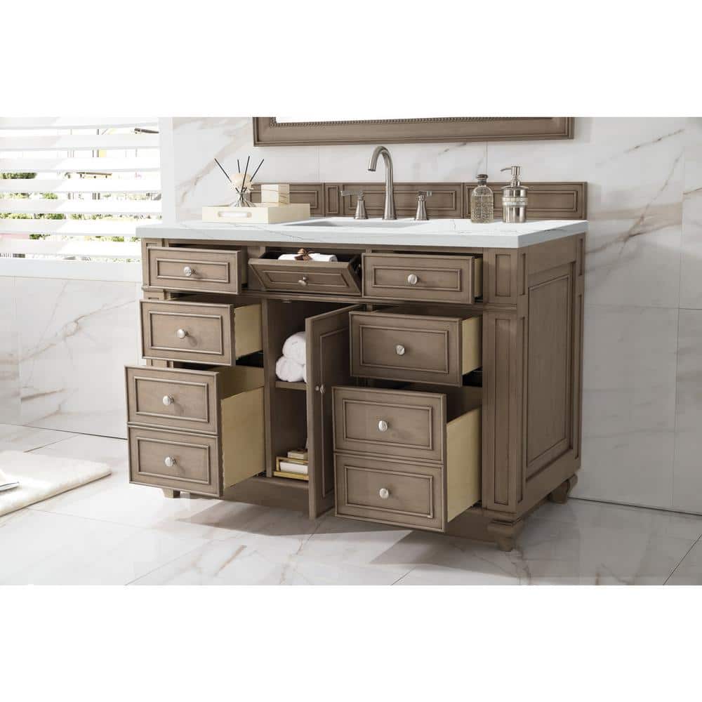 James Martin Vanities Bristol 48" Bathroom Vanity in Whitewashed Walnut with Quartz Top - Image 4