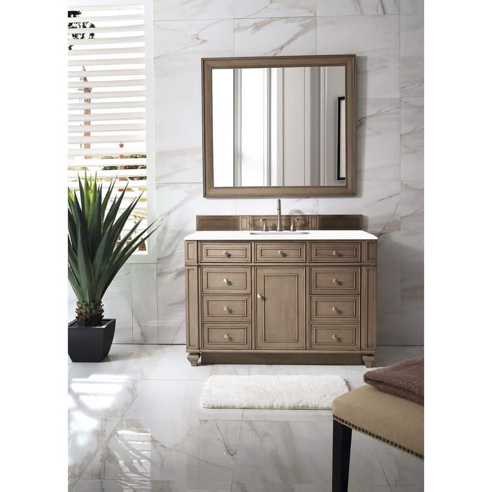 James Martin Vanities Bristol 48-inch Bathroom Vanity in Whitewashed Walnut with Quartz Top - Image 2