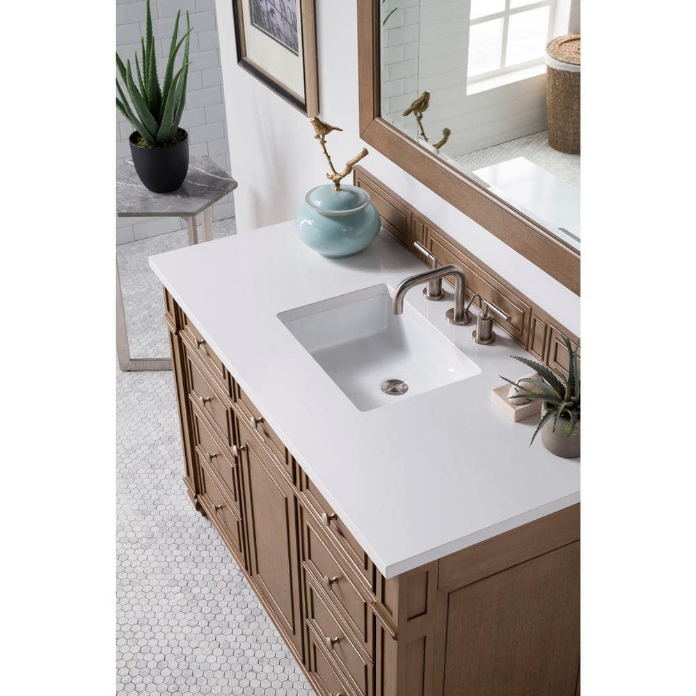 James Martin Vanities Bristol 48-inch Bathroom Vanity in Whitewashed Walnut with Quartz Top - Image 3