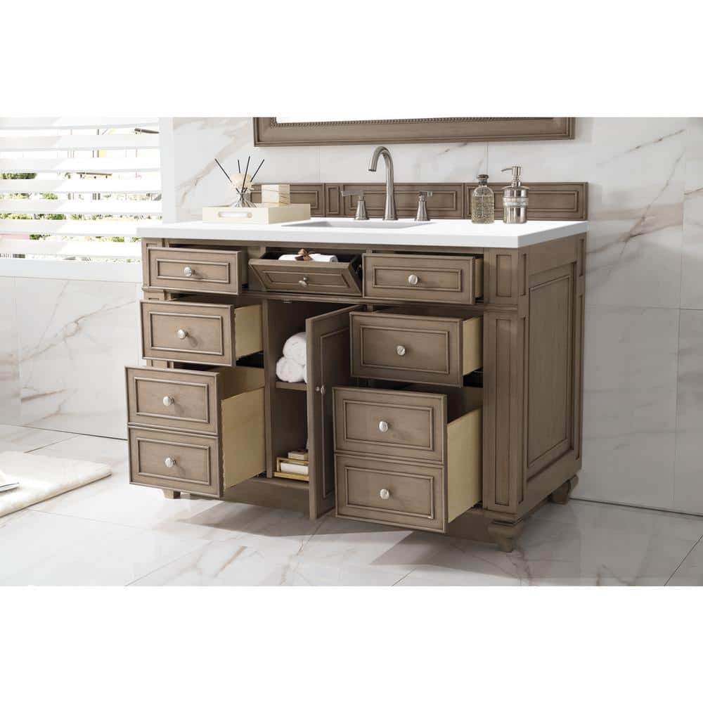 James Martin Vanities Bristol 48-inch Bathroom Vanity in Whitewashed Walnut with Quartz Top - Image 4