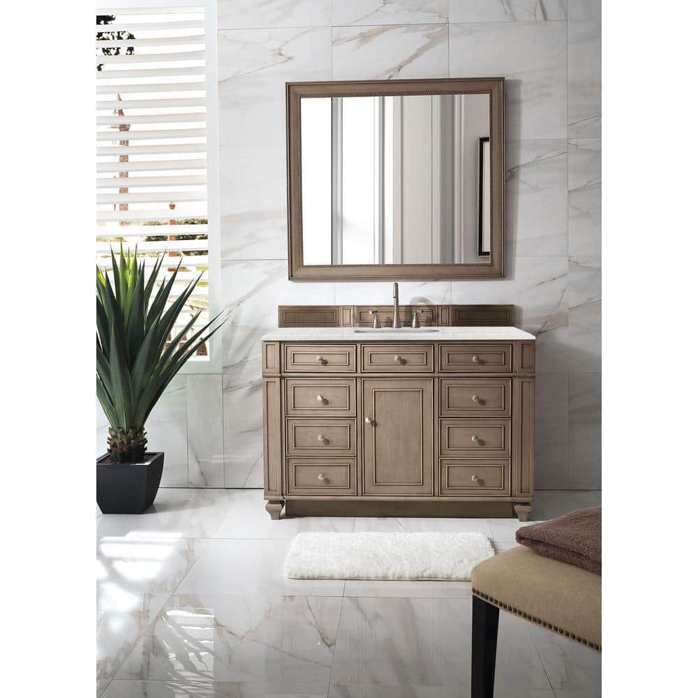 James Martin Vanities Bristol 48" Single Bath Vanity in Whitewashed Walnut with Eternal Jasmine Pearl Quartz Top - Image 3
