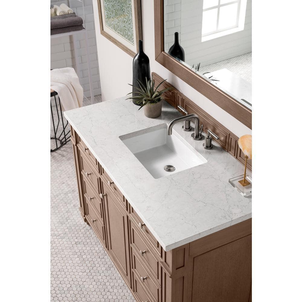 James Martin Vanities Bristol 48" Single Bath Vanity in Whitewashed Walnut with Eternal Jasmine Pearl Quartz Top - Image 4