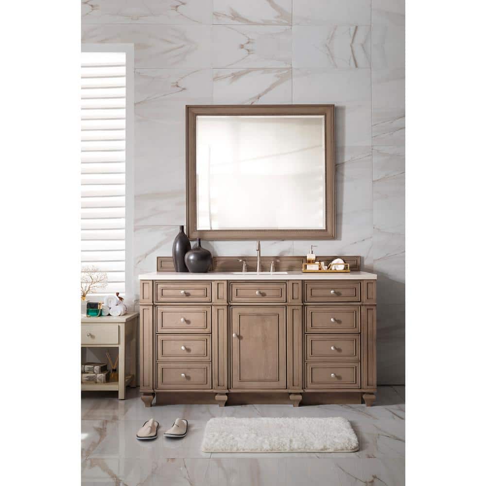 James Martin Vanities Bristol 60" Bathroom Vanity in Whitewashed Walnut with Quartz Top - Image 2