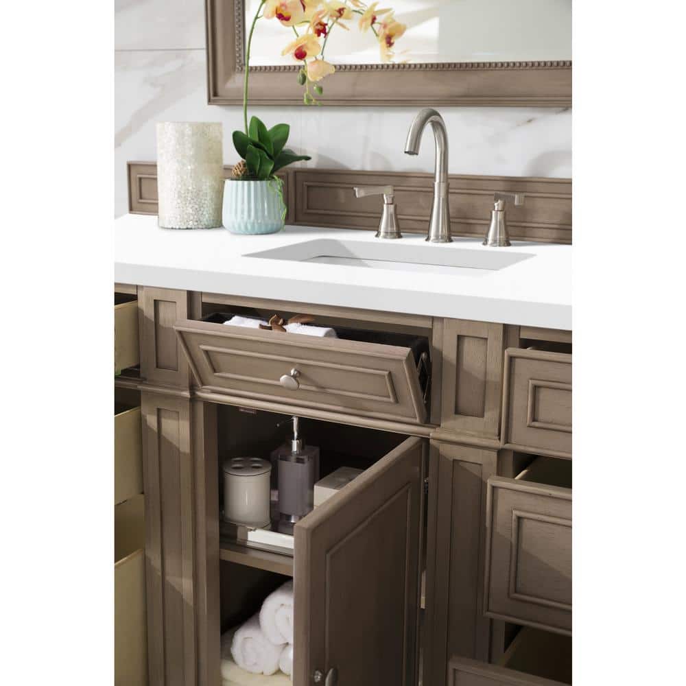 James Martin Vanities Bristol 60" Bathroom Vanity in Whitewashed Walnut with Quartz Top - Image 3