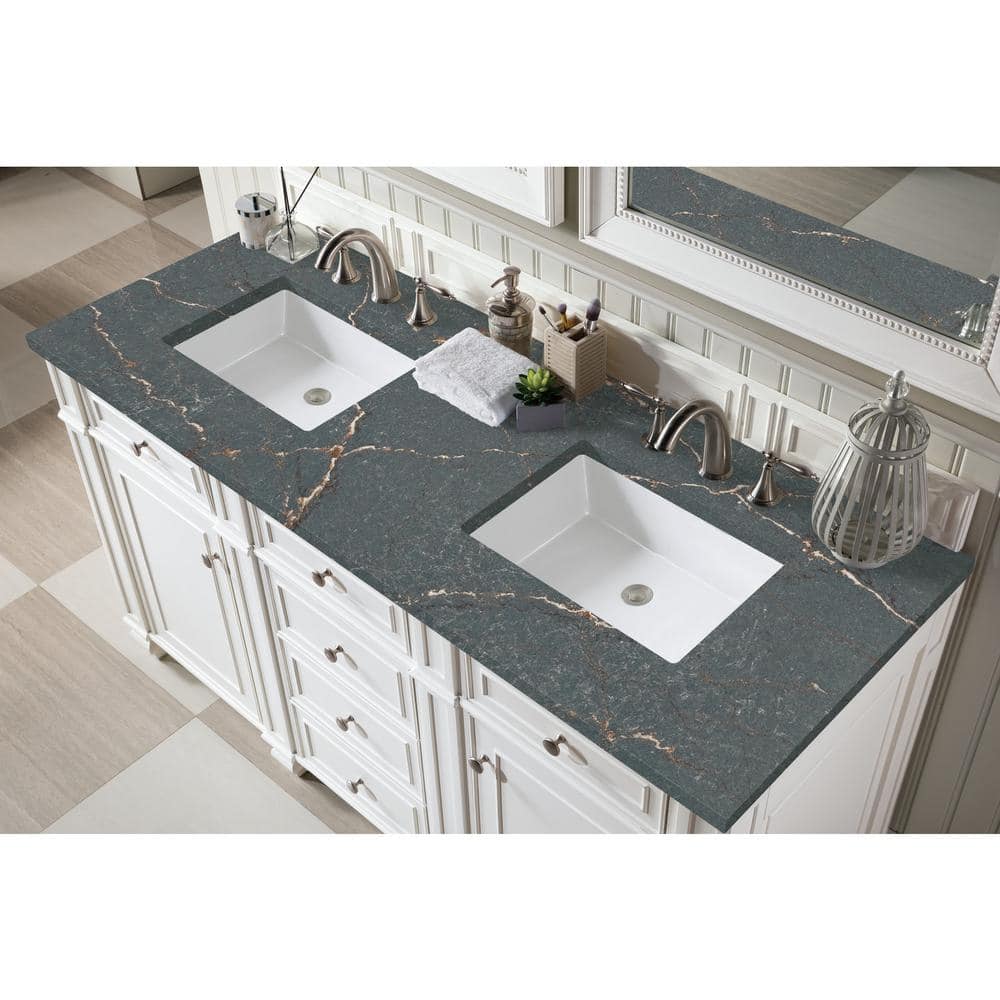 James Martin Vanities Bristol 60" Double Vanity in Bright White with Parisien Bleu Quartz Top - Image 5