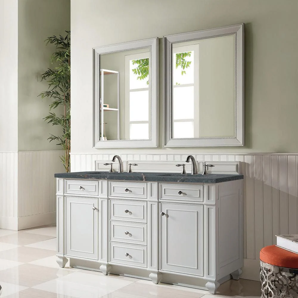 James Martin Vanities Bristol 60" Double Vanity in Bright White with Parisien Bleu Quartz Top - Image 3