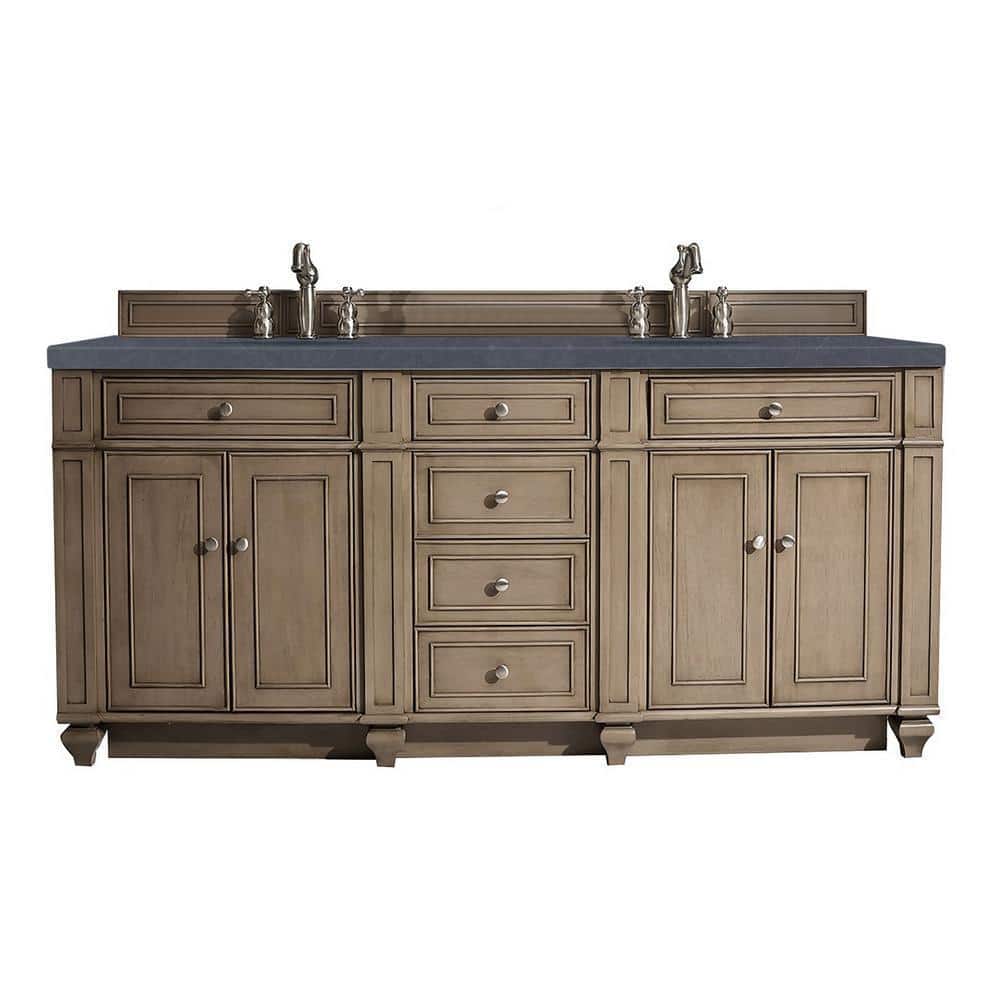 James Martin Vanities Bristol 72-inch Double Bath Vanity in Whitewashed Walnut with Charcoal Soapstone Quartz Top