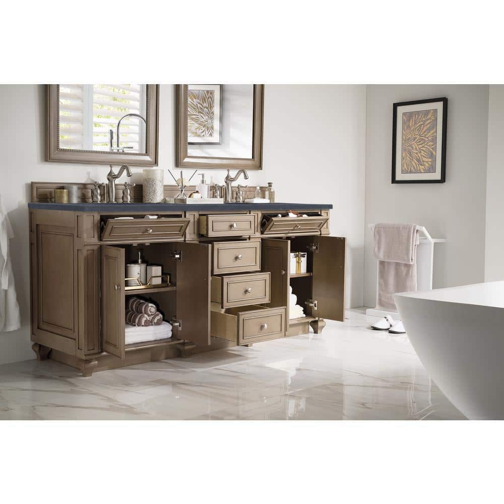 James Martin Vanities Bristol 72-inch Double Bath Vanity in Whitewashed Walnut with Charcoal Soapstone Quartz Top - Image 2