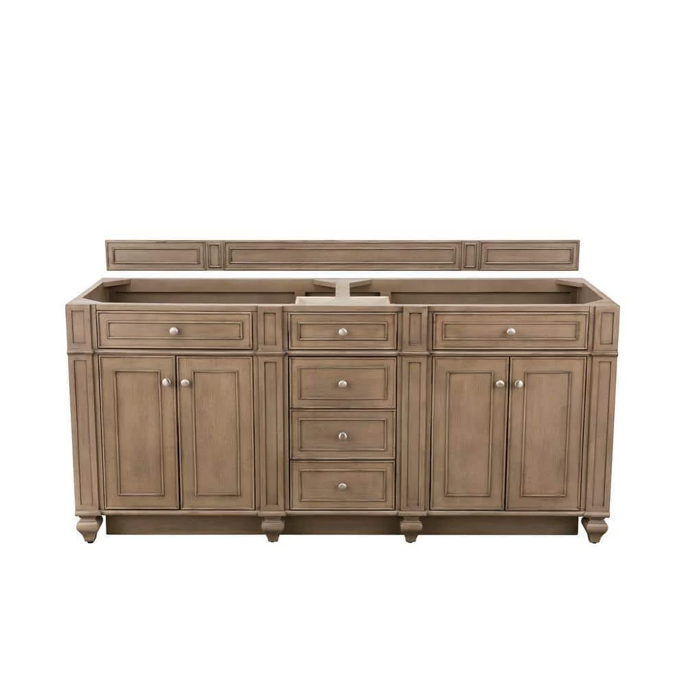James Martin Vanities Bristol 72-inch Double Bath Vanity in Whitewashed Walnut with Charcoal Soapstone Quartz Top - Image 4