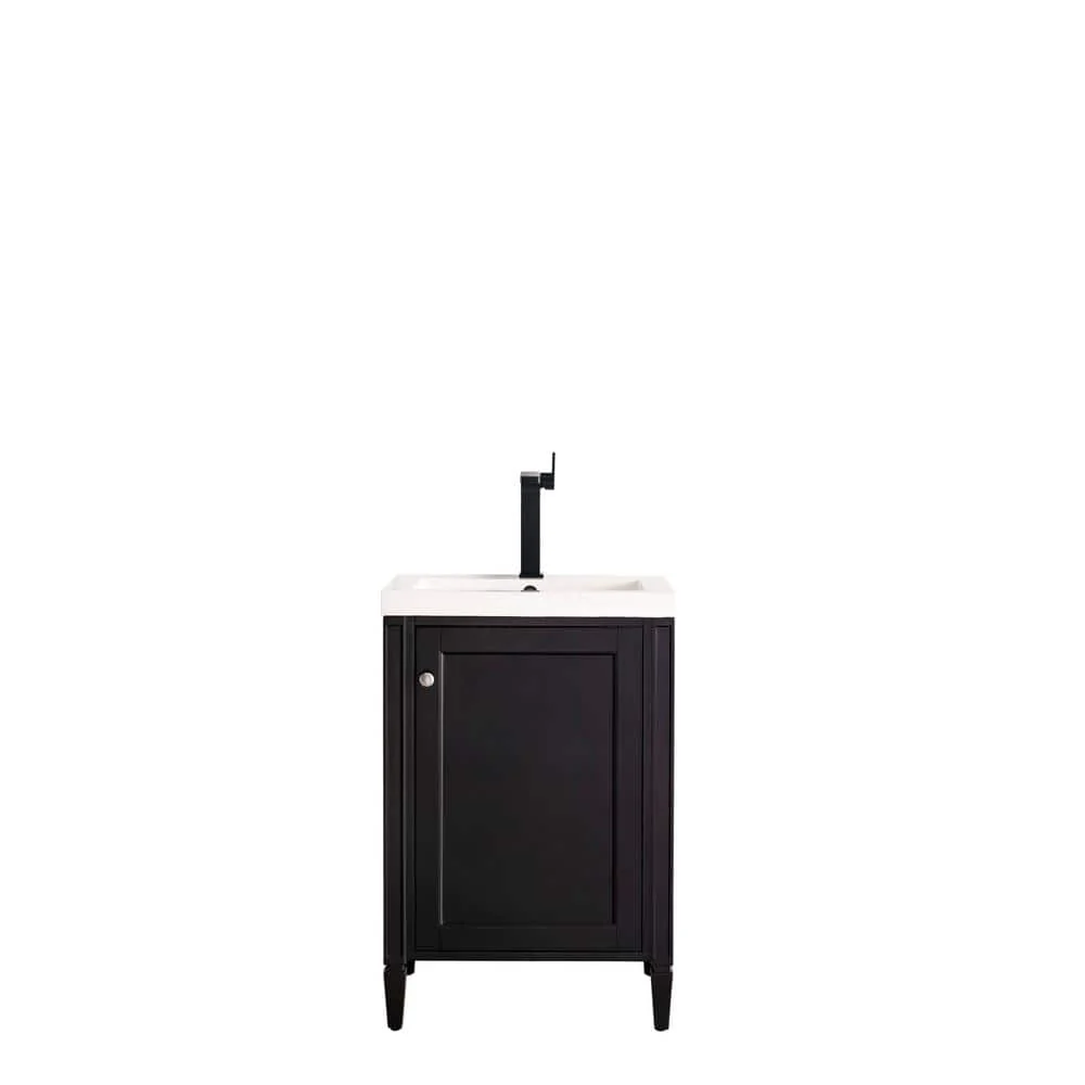 James Martin Vanities Britannia 24" Black Onyx Bath Vanity with White Glossy Top