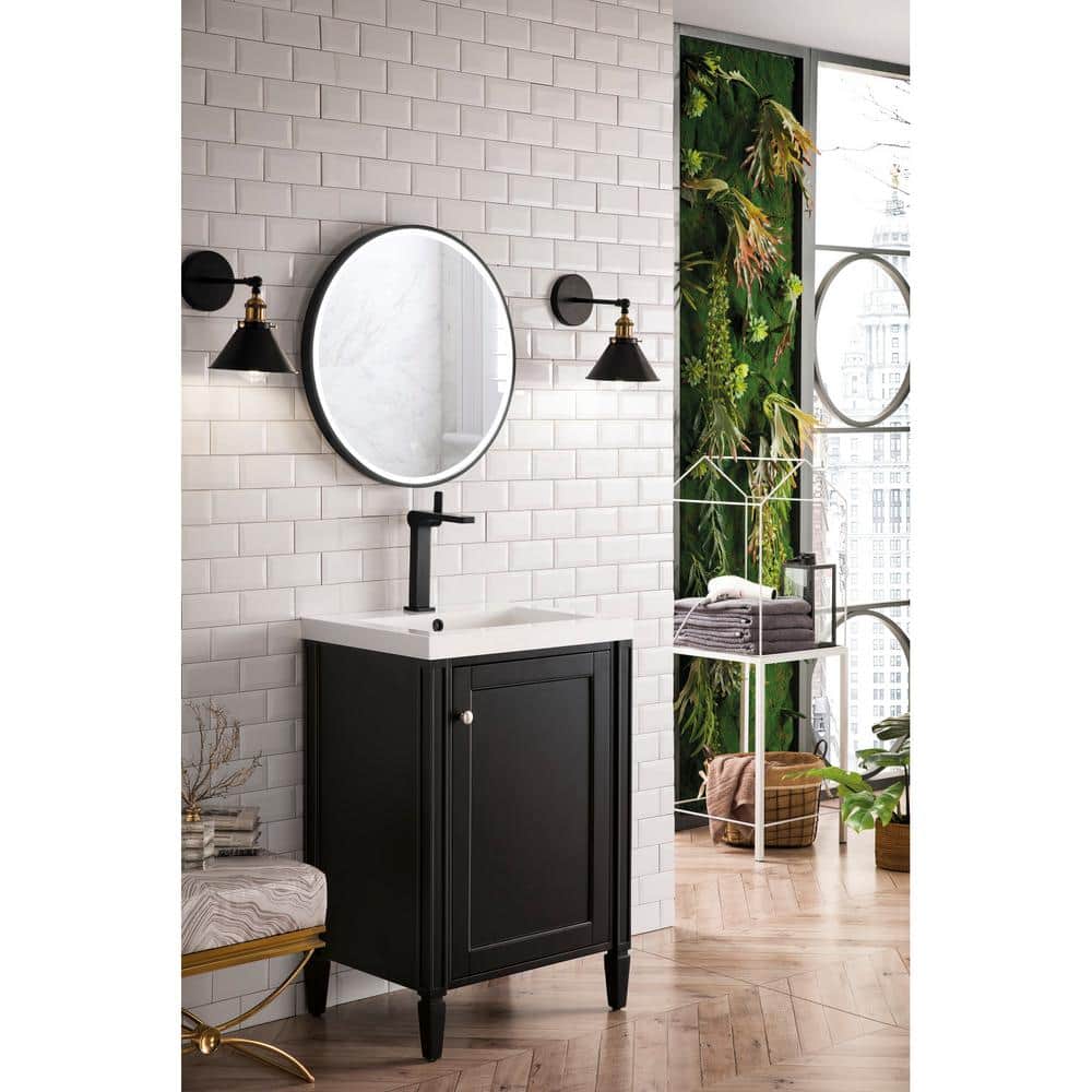 James Martin Vanities Britannia 24" Black Onyx Bath Vanity with White Glossy Top - Image 3