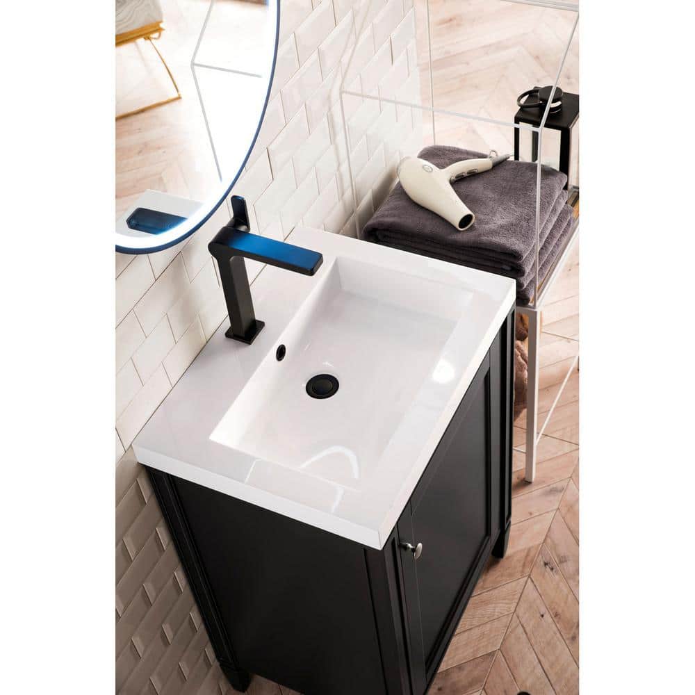 James Martin Vanities Britannia 24" Black Onyx Bath Vanity with White Glossy Top - Image 5