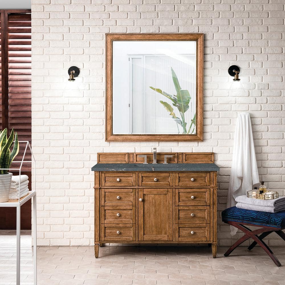 James Martin Vanities Brittany 48" Saddle Brown Bathroom Vanity with Parisien Bleu Quartz Top - Image 2