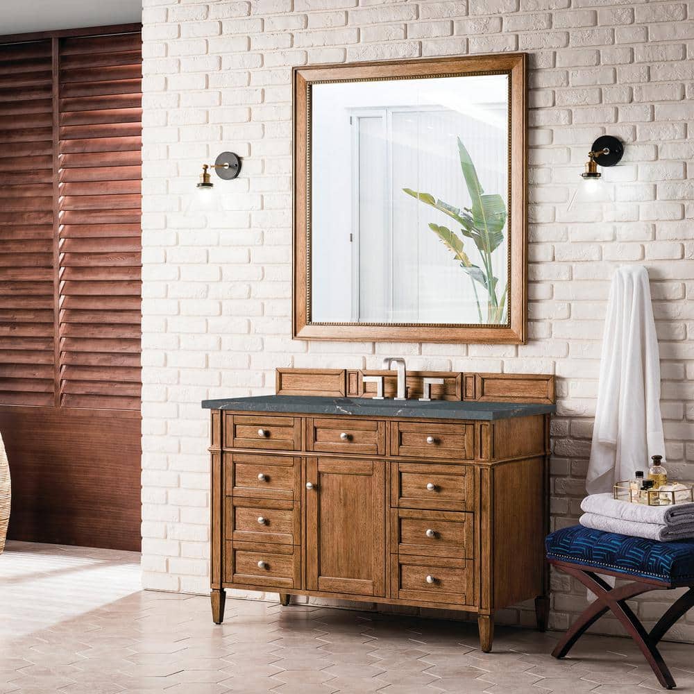 James Martin Vanities Brittany 48" Saddle Brown Bathroom Vanity with Parisien Bleu Quartz Top - Image 3