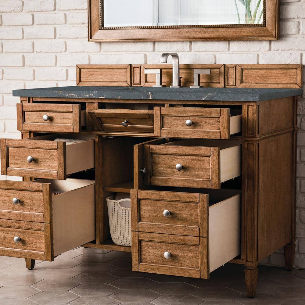 James Martin Vanities Brittany 48" Saddle Brown Bathroom Vanity with Parisien Bleu Quartz Top - Image 4
