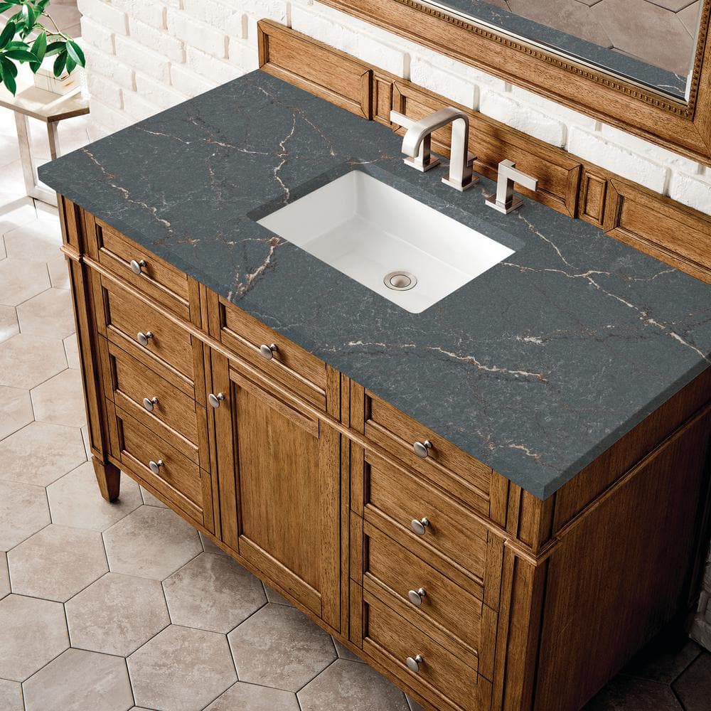 James Martin Vanities Brittany 48" Saddle Brown Bathroom Vanity with Parisien Bleu Quartz Top - Image 5