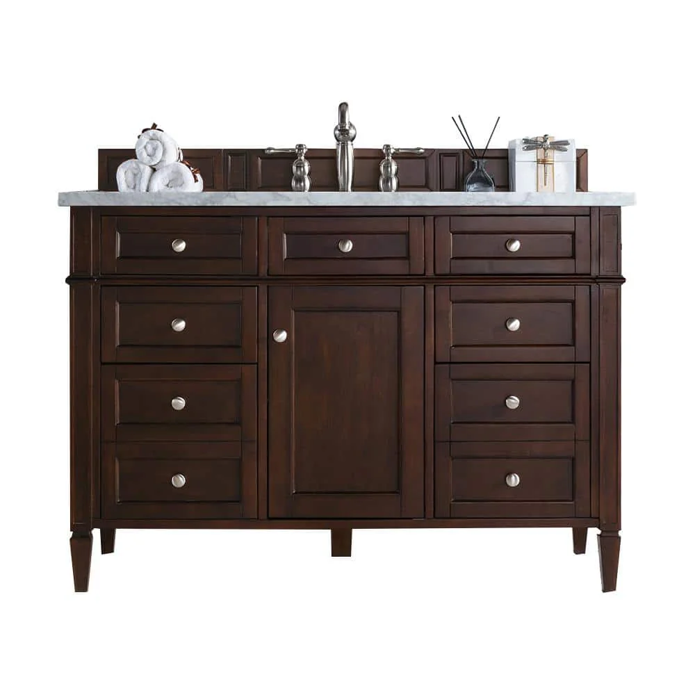 James Martin Vanities Brittany 48" Single Bath Vanity in Burnished Mahogany with Carrara Marble Top