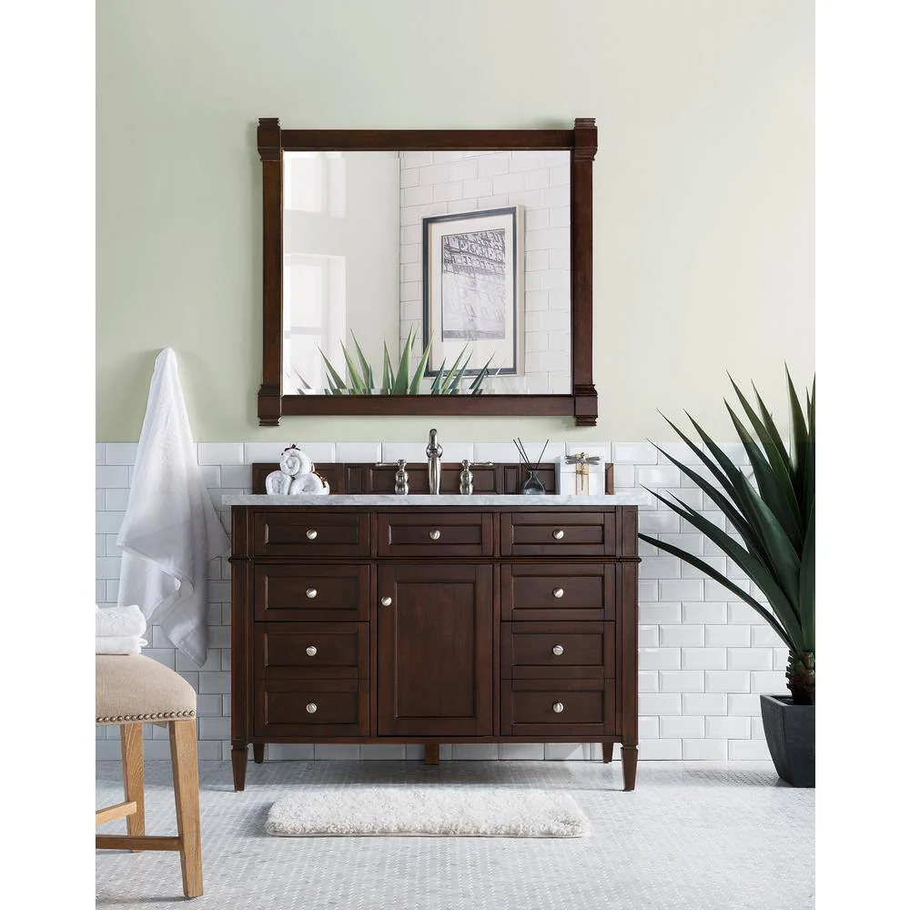 James Martin Vanities Brittany 48" Single Bath Vanity in Burnished Mahogany with Carrara Marble Top - Image 2
