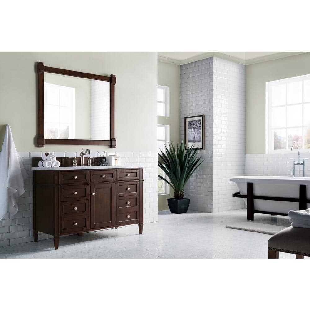 James Martin Vanities Brittany 48" Single Bath Vanity in Burnished Mahogany with Carrara Marble Top - Image 3