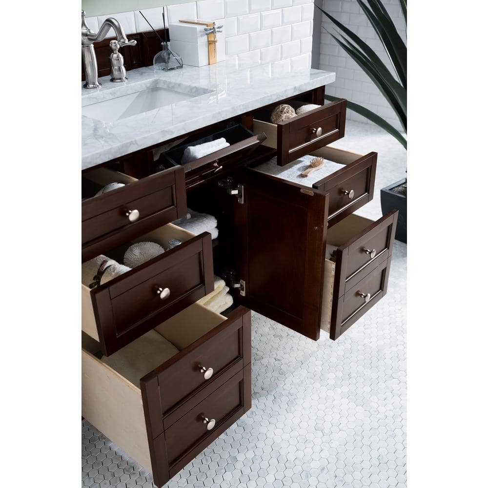 James Martin Vanities Brittany 48" Single Bath Vanity in Burnished Mahogany with Carrara Marble Top - Image 5