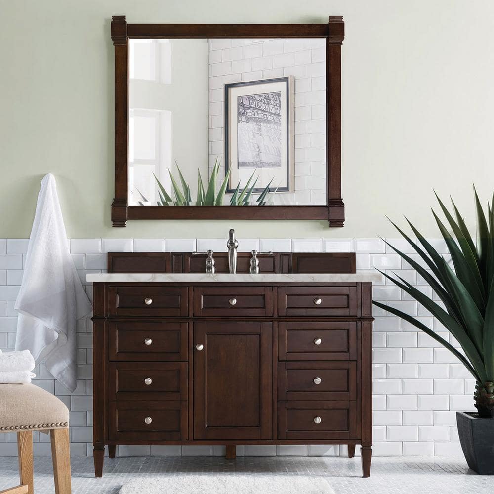 James Martin Vanities Brittany 48" Single Bath Vanity in Burnished Mahogany with Victorian Silver Quartz Top - Image 2